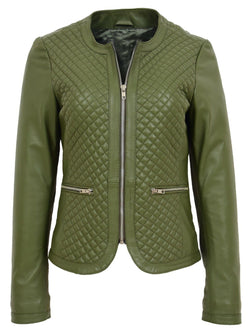 Green Leather Jacket for Women