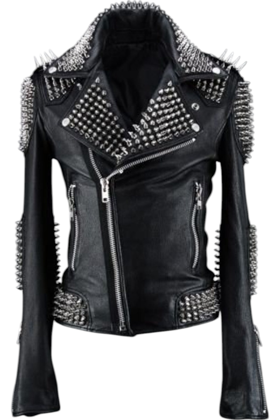 Black Studded Leather Moto Jacket