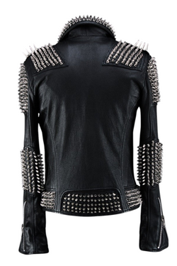 Black Studded Leather Moto Jacket