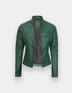 Women's Leather Jacket, New women's Green leather jacket made of 100% Original lambskin leather