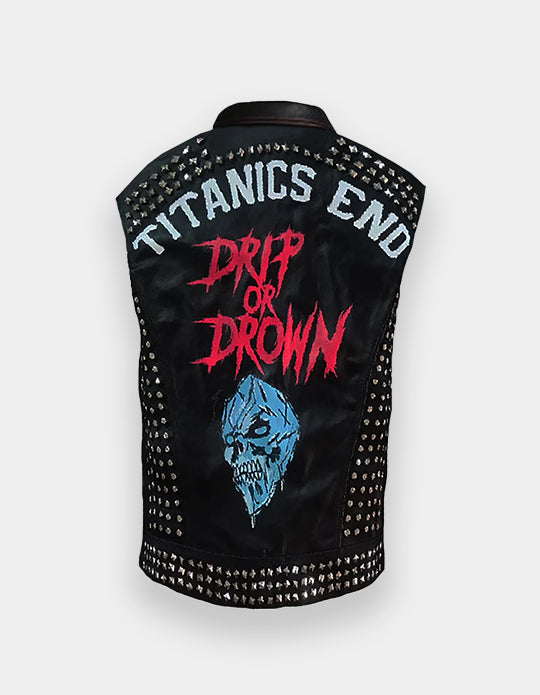 Biker's Club Wear Pyramid Studs Premium Leather Patches Handmade Vest Jacket