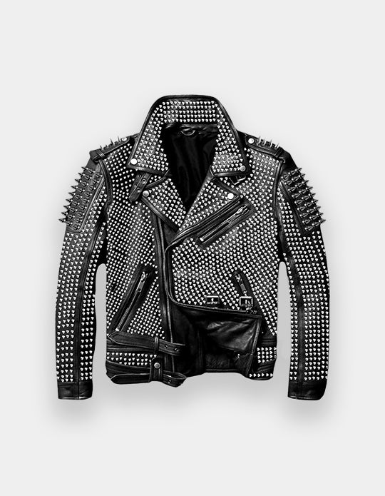 Brando Black Full Silver Studded Bik