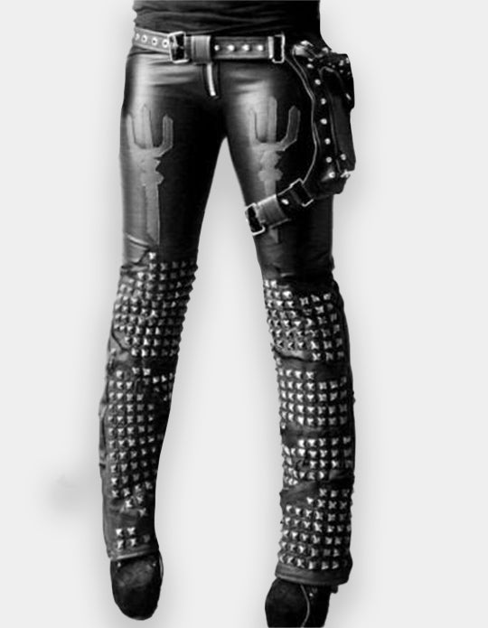 Women Studded Pant - New Women Designer Bespoke Studded Gothic Punk Rock Italian Leather Pants - Punk Studded Pant - Studded Leather Pant