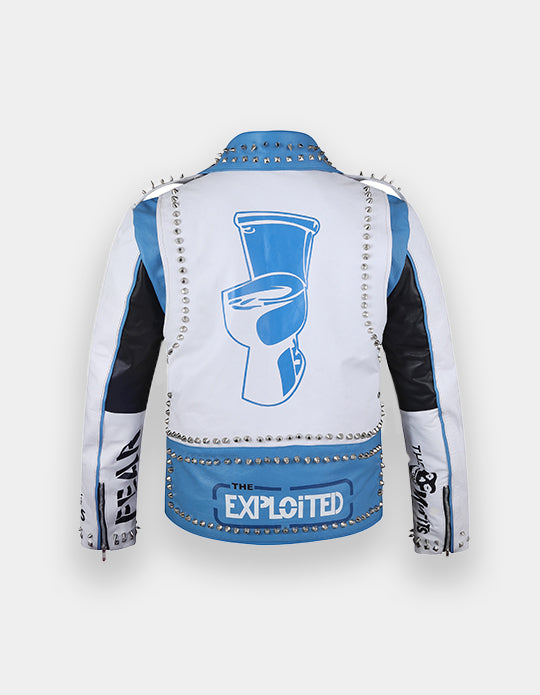 Men's Multi Color Brando Jacket, Genuine Cow Skin Leather Waist Belt Jacket, Punk Studded Jacket, Lapel Collar Shoulder Epaulets Jacket,