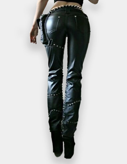 Women Studded Pant - New Women Designer Bespoke Studded Gothic Punk Rock Italian Leather Pants - Punk Studded Pant - Studded Leather Pant