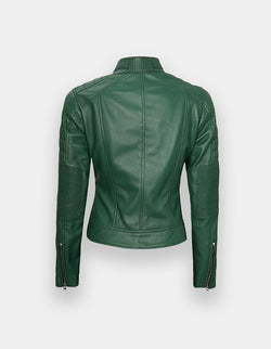 Women's Leather Jacket, New women's Green leather jacket made of 100% Original lambskin leather
