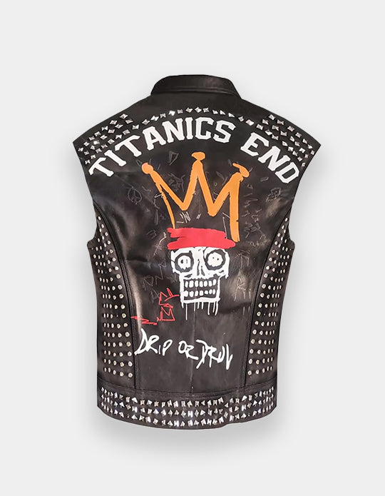 Biker's Club Wear Pyramid Studs Premium Leather Patches Handmade Vest Jacket