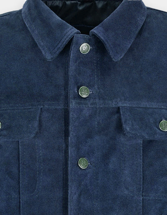 Men's Blue Suede Leather Shirt - Handmade Sheepskin Jacket Shirt, Trucker Suede Jacket
Item specifics