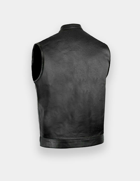 Men's Club Motorbike Leather Vest Mesh Liner Motorcycle Waistcoat - Biker Vest