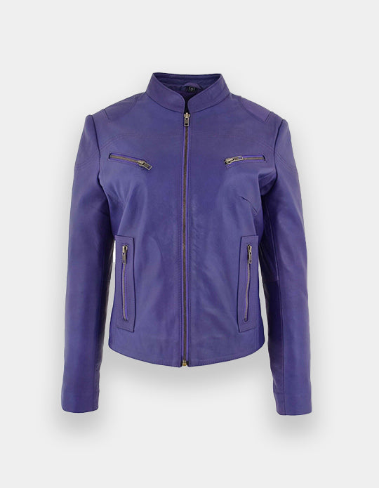 Women's Leather Jacket - Genuine Lambskin Leather Jacket -Biker Jacket - Motorcycle Jacket - Handmade Fit Jacket-