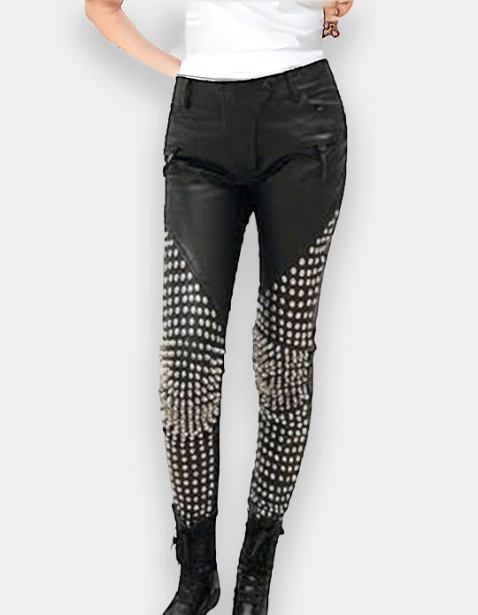 Women Studded Pant - New Women Designer Bespoke Studded Gothic Punk Rock Italian Leather Pants - Punk Studded Pant - Studded Leather Pant
