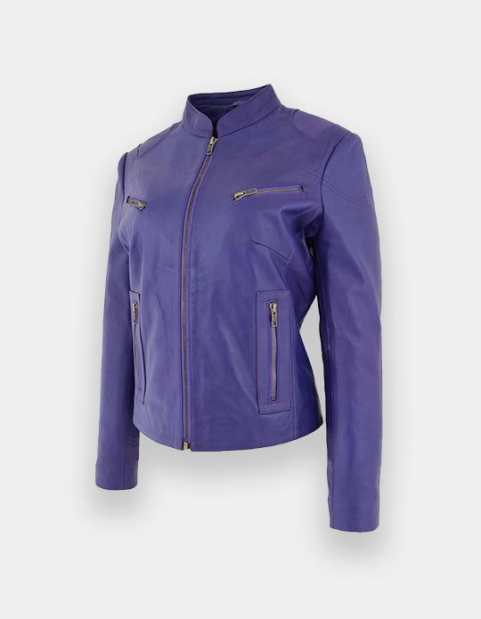 Women's Leather Jacket - Genuine Lambskin Leather Jacket -Biker Jacket - Motorcycle Jacket - Handmade Fit Jacket-