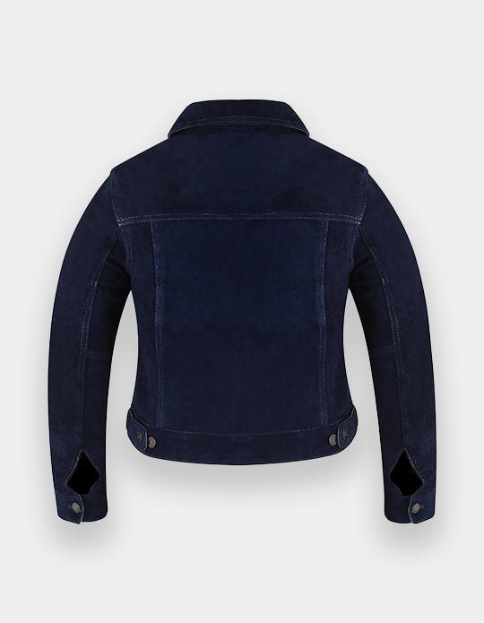 Women's Trucker Suede Jacket Classic Western Shirt Style Suede Fashion Leather Jacket, Chaqueta de ante camionero para mujer.
