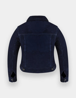 Women's Trucker Suede Jacket Classic Western Shirt Style Suede Fashion Leather Jacket, Chaqueta de ante camionero para mujer.
