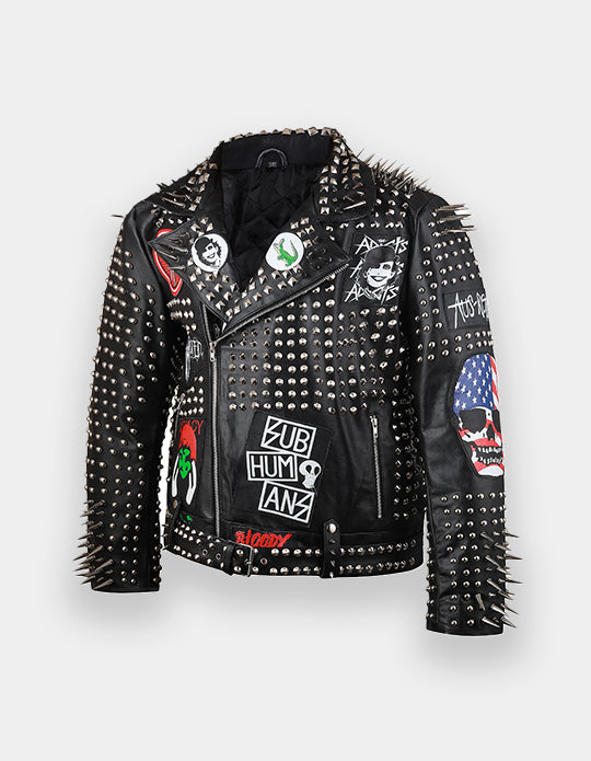 Spiked Steampunk Leather Jacket Men, Dead Kennedy Gothic Brando, Rivets Studded The Adicts Outer Wear, Men Deadly Mosh, Studwork Jacket,