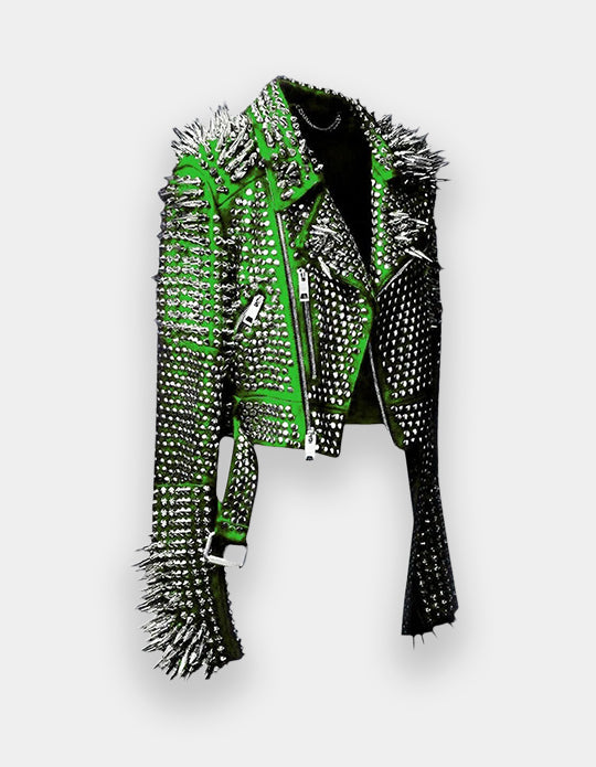 Women Genuine Cow Hide Leather Studded Jacket made with 100 % Top Quality Leather