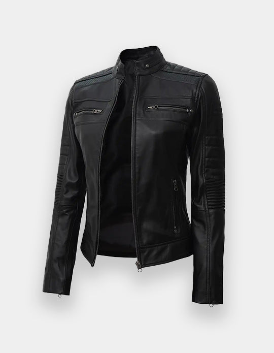 Women's Leather Jacket, New women's Black leather jacket made of 100% Original lambskin leather