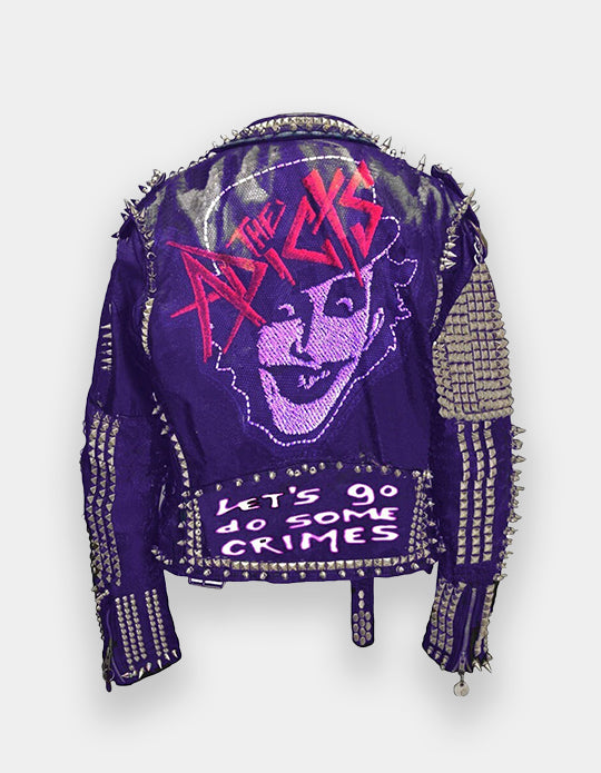 Spiked Gothic Men, Steampunk Studded Jacket, Cowhide Leather Patchwork, Dead Kennedy Clothing, Skull Social Tendencies Jacket,