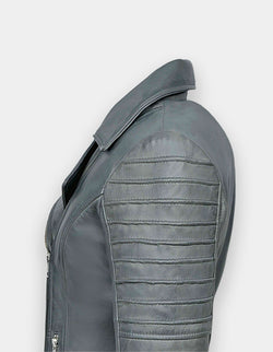 Women's Leather Jacket, New women's Grey leather jacket made of 100% Original lambskin leather