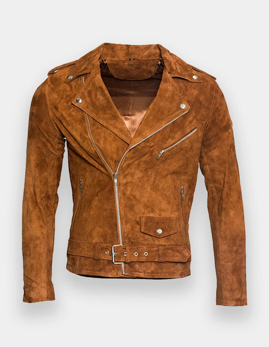 Suede Men's Leather Jacket Biker Style 100% Handmade Genuine Lambskin Slim Fit