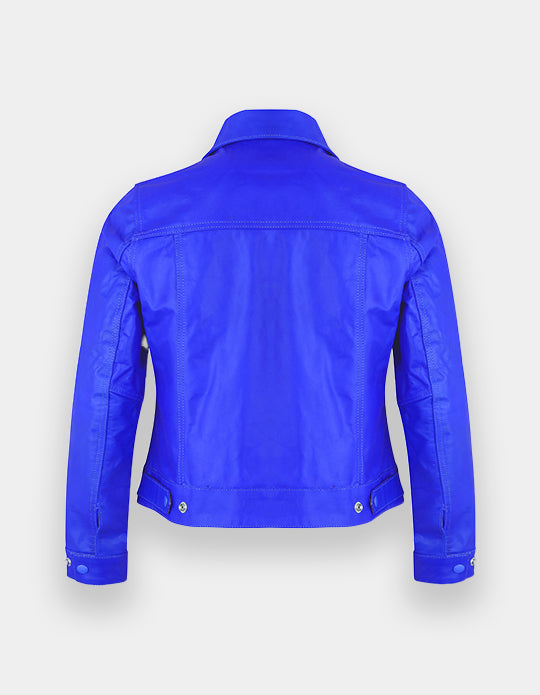 Women's Black Leather Trucker Jacket Classic Western Casual Denim Jeans Jacket, Chaqueta de cuero estilo camionero.