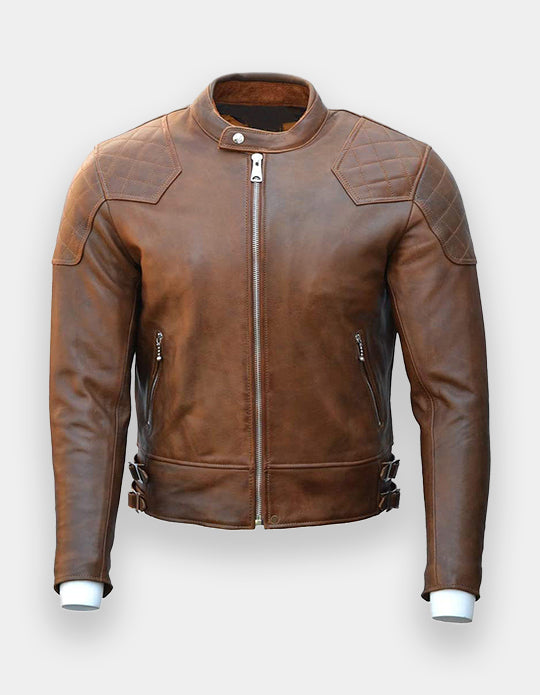 Men’s Premium Brown Leather Biker Jacket – Stylish, Durable &amp; Timeless