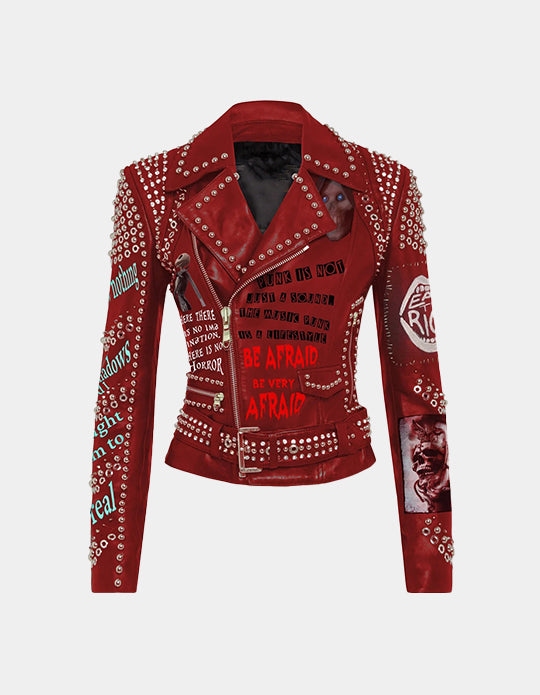 Steampunk Handmade The Creep Show Outfit, Women's Punk Rock Biker's, Eat The Rich Patches Jacket, Club Wear Leather Brando Jacket,