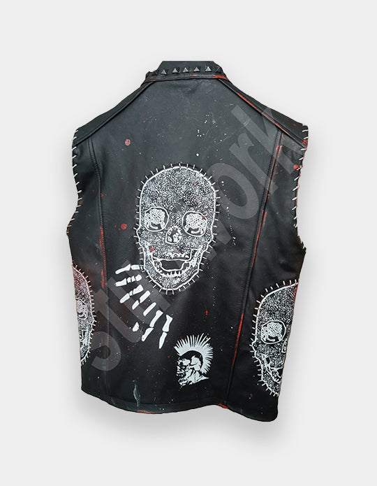 Men's Gothic Studded Vest Jacket, Made To Order Black Genuine Leather Vest Jacket, Personalized Punk Vest Jacket, Bikers Vest Jacket,