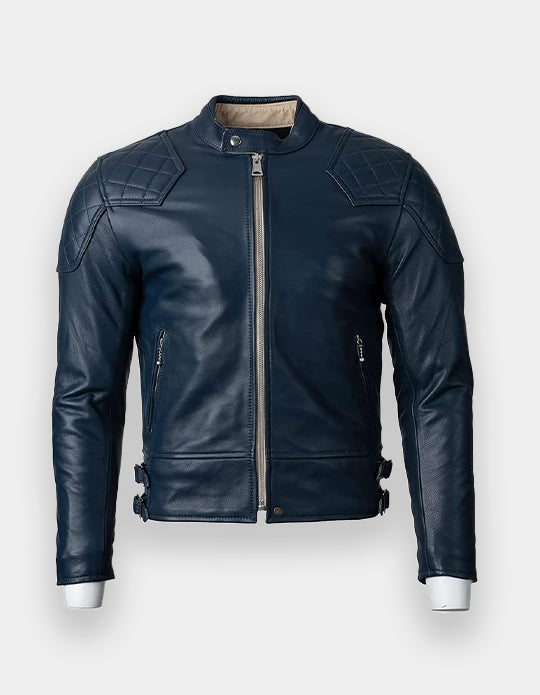 Biker Leather Jacket for Men | Fashion-Style Bomber Jacket Genuine Leather and Zipper Pockets | Trendy Gift for Him.
