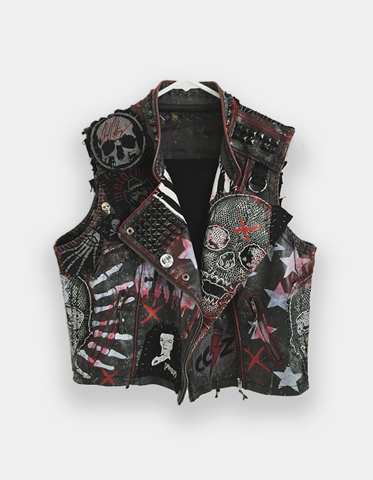 Men's Gothic Studded Vest Jacket, Made To Order Black Genuine Leather Vest Jacket, Personalized Punk Vest Jacket, Bikers Vest Jacket,