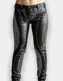 Women Studded Pant - New Women Designer Bespoke Studded Gothic Punk Rock Italian Leather Pants - Punk Studded Pant - Studded Leather Pant