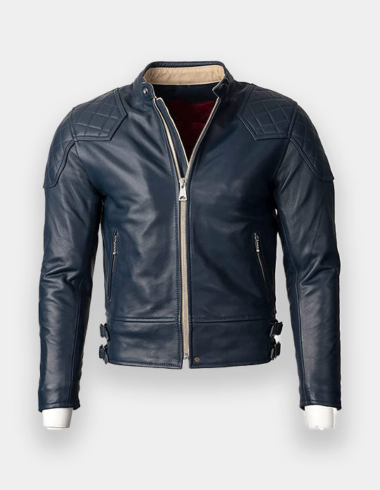 Biker Leather Jacket for Men | Fashion-Style Bomber Jacket Genuine Leather and Zipper Pockets | Trendy Gift for Him.