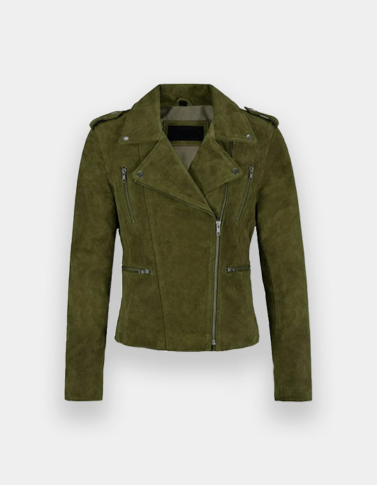 Women's Biker Leather Jacket Dark Brown Suede Classic Fashion Casual Jacket, Chaqueta de ante en marrón oscuro