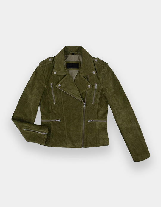 Women's Biker Leather Jacket Dark Brown Suede Classic Fashion Casual Jacket, Chaqueta de ante en marrón oscuro