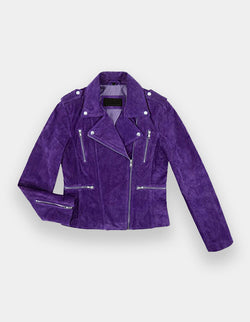 New Women's Biker Suede Leather Jacket Olive Suede Classic Fashion Casual Jacket, Chaqueta de ante en marrón oscuro.