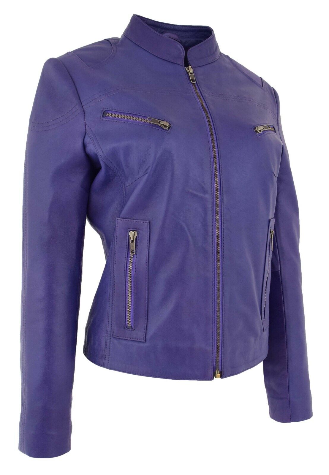 Purple Leather Jacket for Women