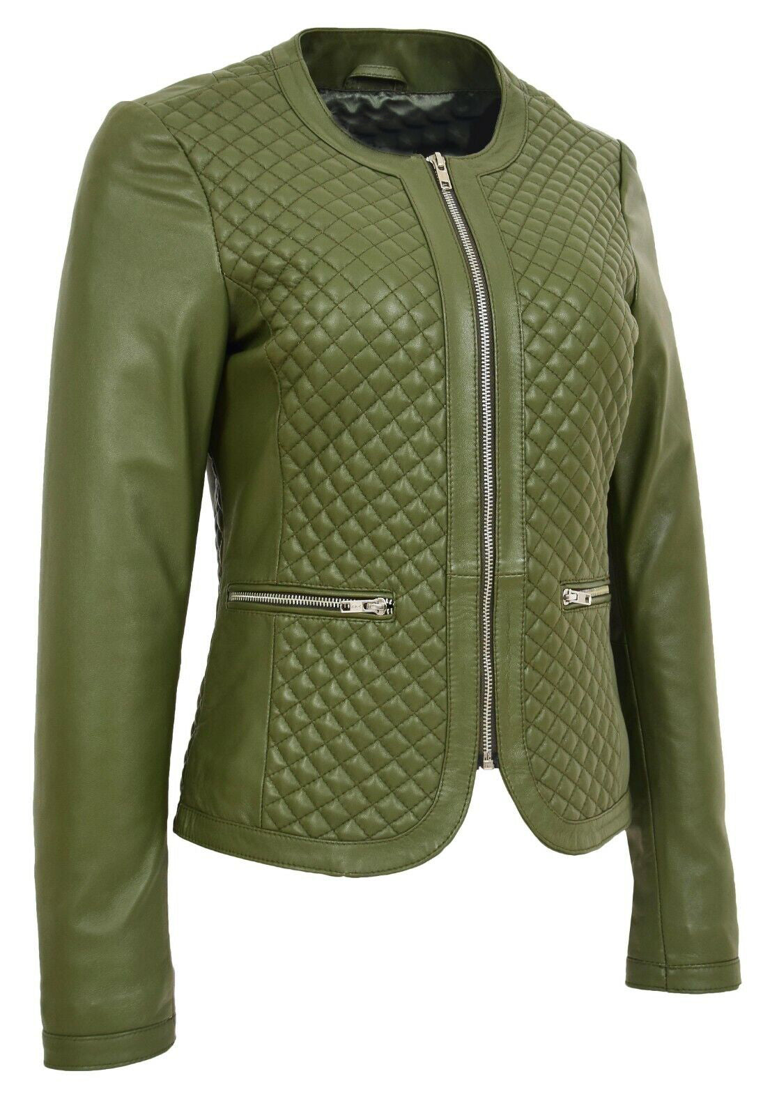 Green Leather Jacket for Women