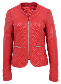 Red Leather Jacket for Women