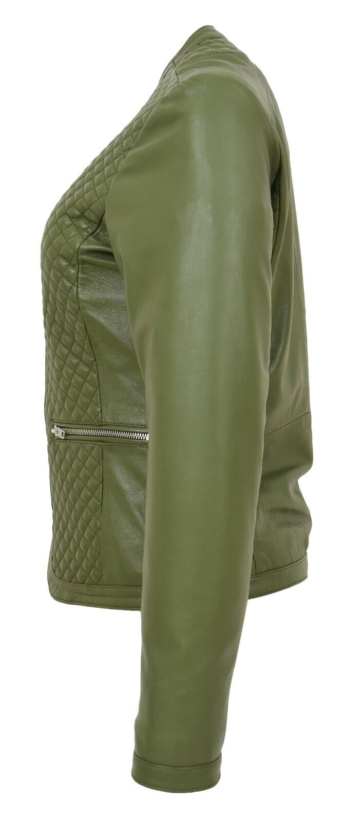 Green Leather Jacket for Women