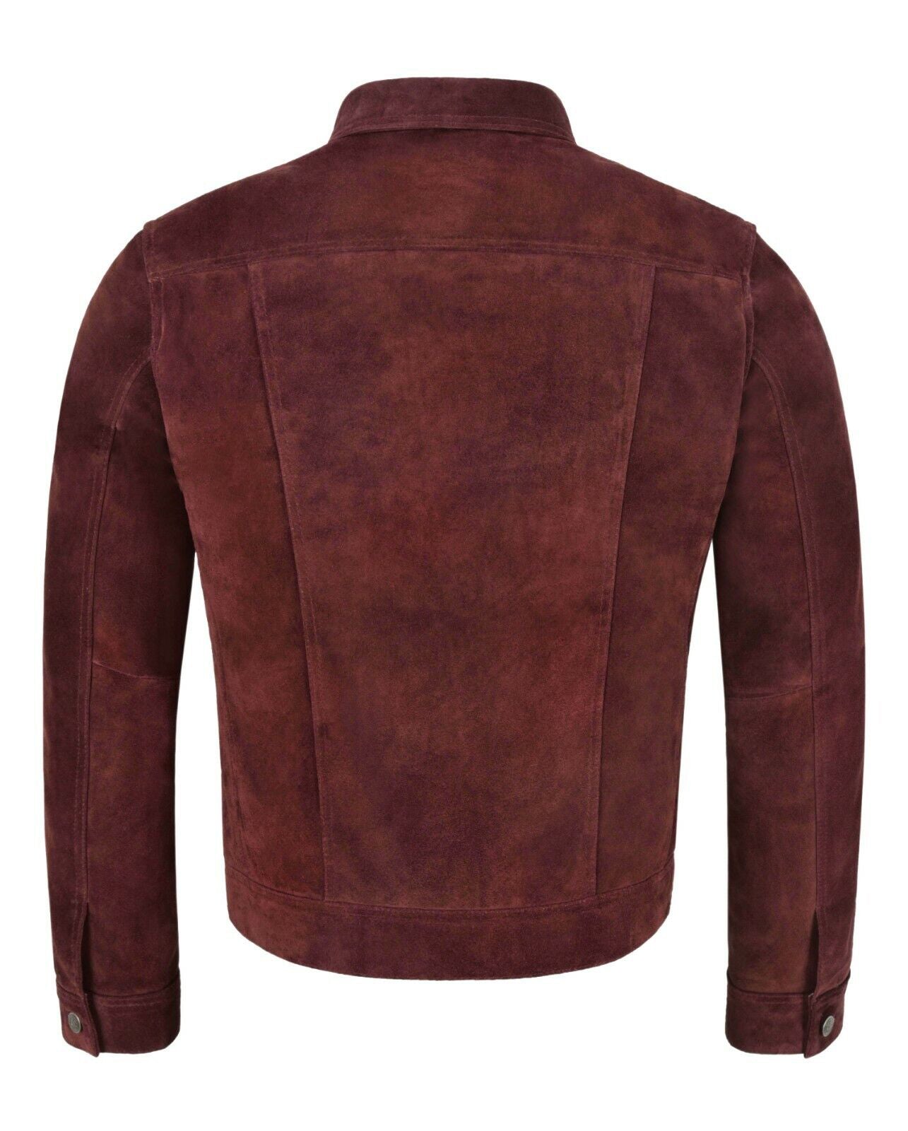 Burgundy Suede Trucker Jacket Men