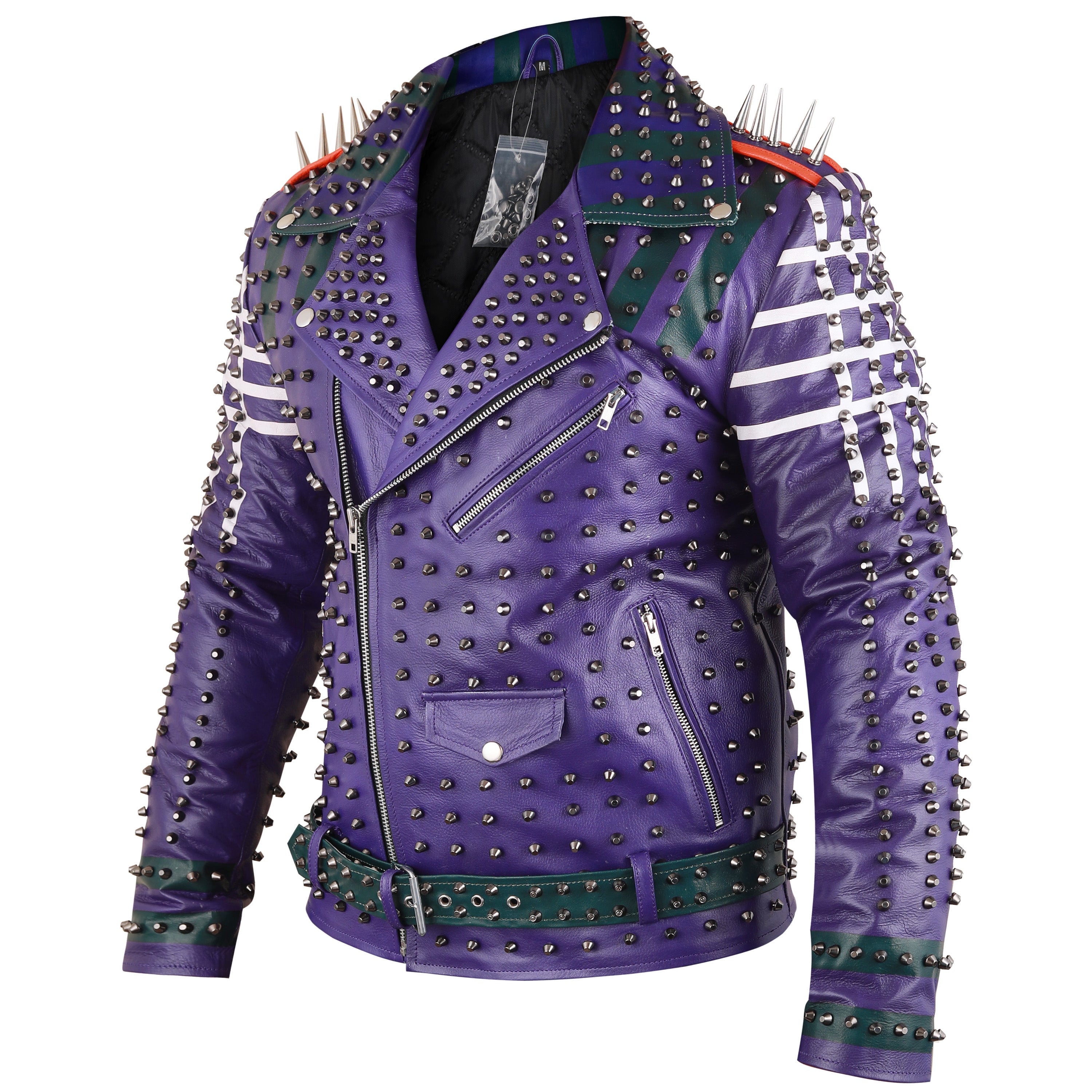 Studded Leather Jacket Purple