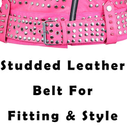 Pink Studded Leather Jacket