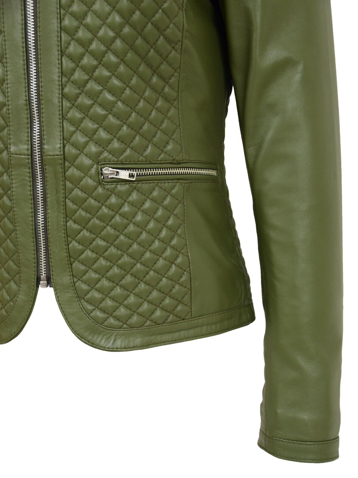 Green Leather Jacket for Women