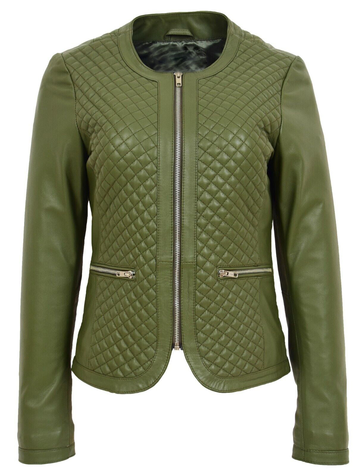 Green Leather Jacket for Women