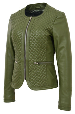 Green Leather Jacket for Women