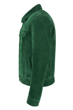 Green Suede Trucker Jacket