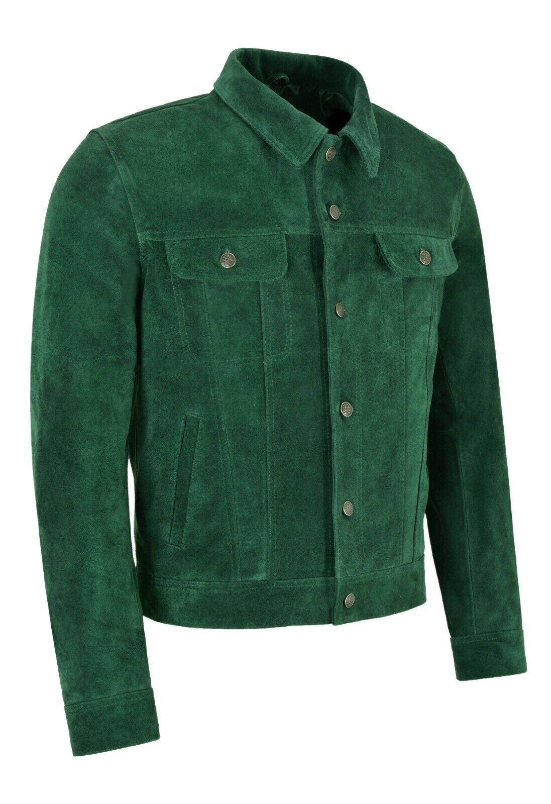 Green Suede Trucker Jacket