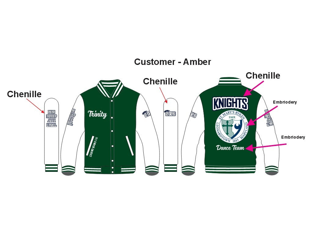 Custom fully Chenille St. Mary’s Ryken Letterman Jacket, Custom Embroidery Patches, Custom Letterman Jacket, Personalized Varsity Jackets